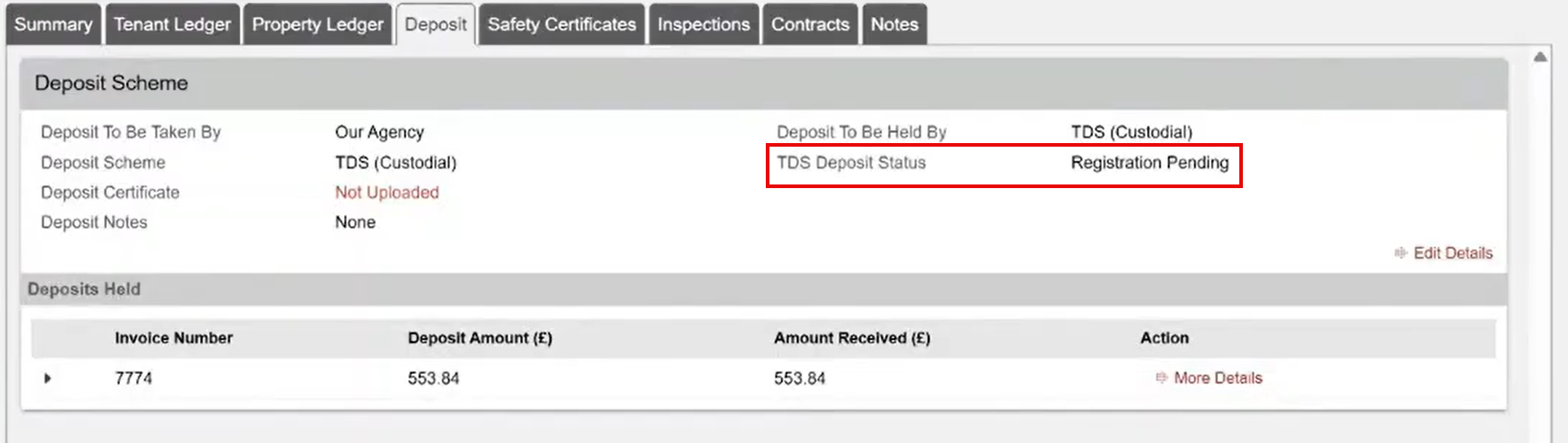 Jupix TDS Deposit Status TDS enabled.png