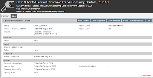 Jupix Marking a possession as claim submitted.png